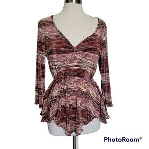 j.t.b Textured Striped VNeck Top - XL